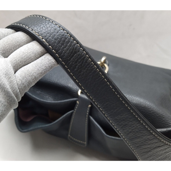 Dooney & Bourke Belvedere Lock Midnight Blue Pebbled Leather Hobo Shoulder Bag - Picture 5 of 16